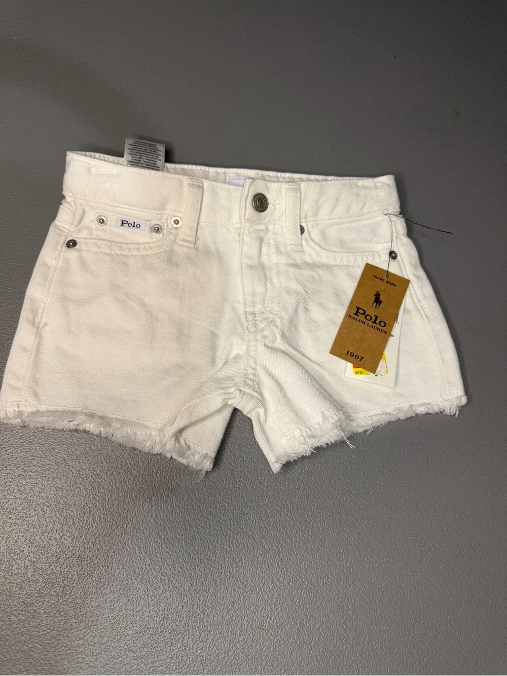Polo Ralph Lauren Girls White Denim Shorts Size 5 NWT
